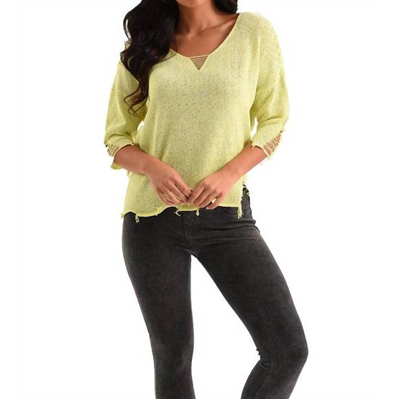 NEW FRENCH KYSS kendall raw cut crochet top in lime - Picture 1 of 3